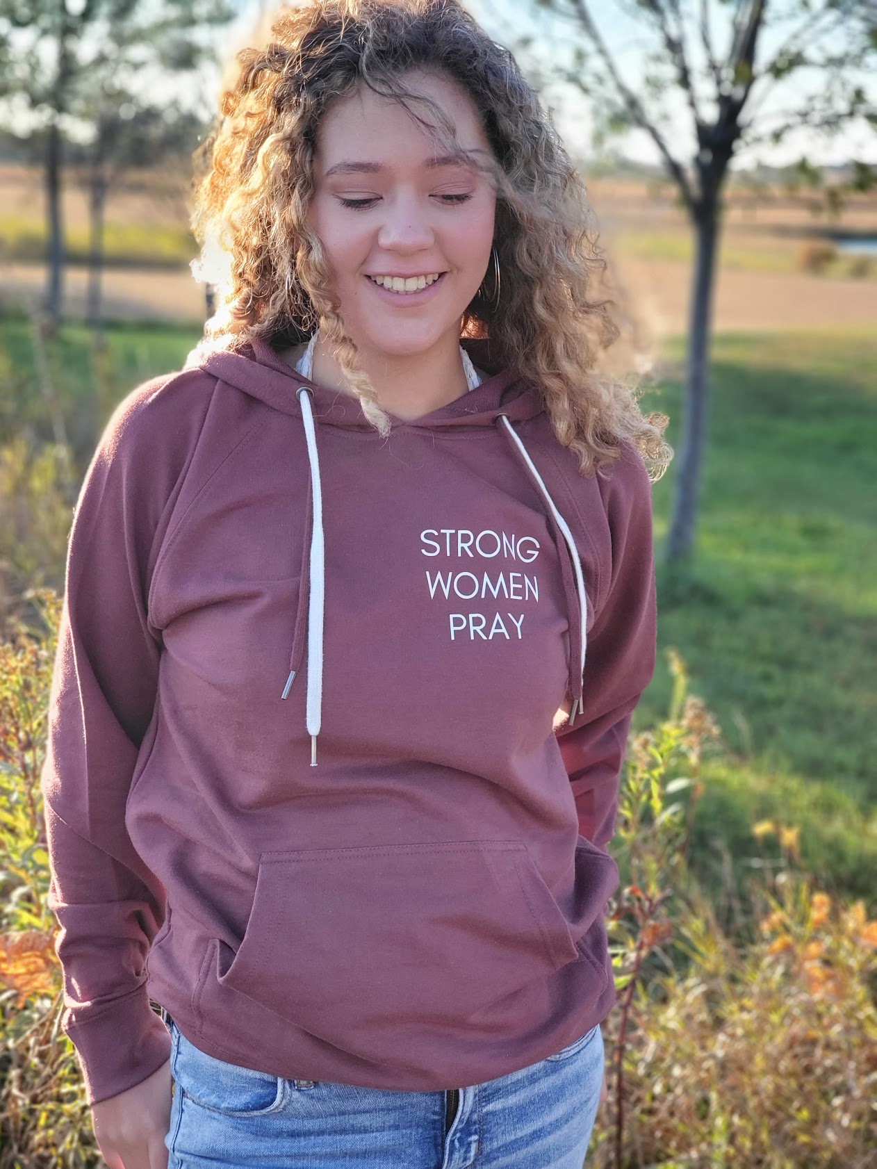 Download Strong Women Pray - Lightweight Hooded Sweatshirt ...